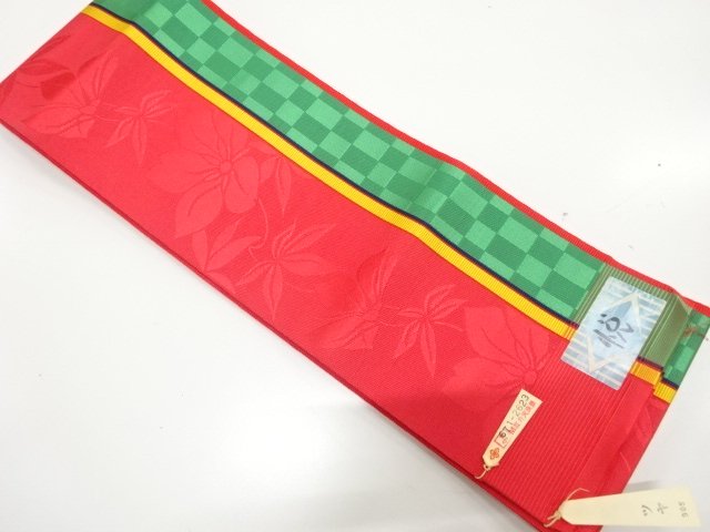 JAPANESE KIMONO / UNUSED CHIKUZEN HAKATA STRIPED / A FLOWER / CHECKERE